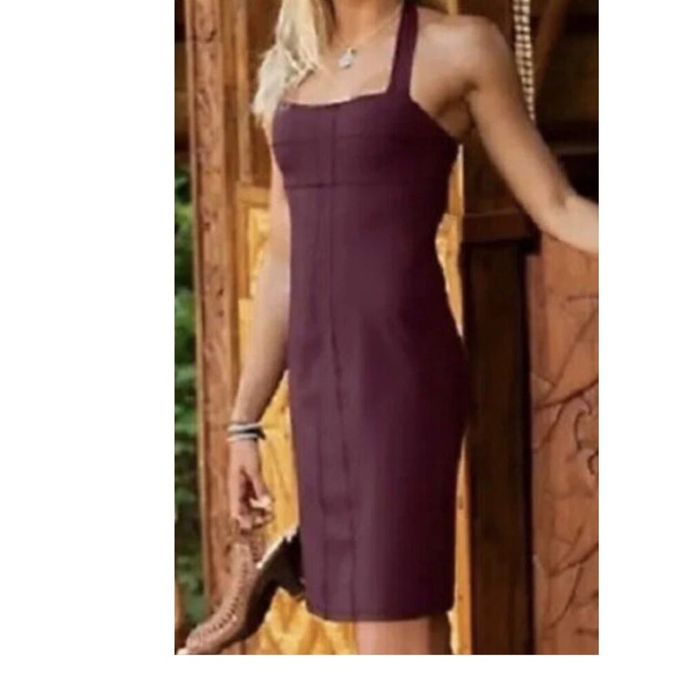 Women's Athleta Maroon Dark Plum‎ SIZZLE Halter Tank Stretch Dress Size 4